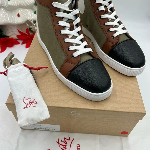 Christian Louboutin men's fun Louis high top sneakers size 45 made in Italy - Picture 2 of 10